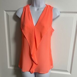 Vera Wang Vibrant Orange V-Neck Blouse